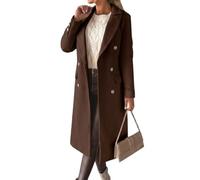 IDEALSANXUN Langer Damen-Trenchcoat aus Wolle, zweireihig, für Herbst und Winter, Kaffee, X-Large