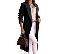 IDEALSANXUN Langer Wollmantel für Damen, Herbst, Winter, Trenchcoat, Pfau, zweireihig, Blazer, Jacken, Übermantel