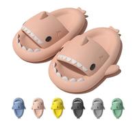 IDEINER Hai Hausschuhe für Damen Herren Cloud Shark Slides Slippers Weich Rutschfest Badeschuhe Sommer Süß Haifisch Strand Sandalen Open Toe Niedliche Fisch Pantoletten Unisex Rosa Gr. EU 36/37
