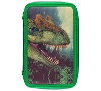 Idena Triple Schleretui Dinosaurier mit 3 Reiverschluss-Fchern gefllte Federtasche Federmappe