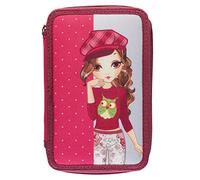 Idena Triple Schleretui Girl mit 3 Reiverschluss-Fchern gefllte Federtasche Federmappe