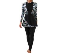 IDOPIP Muslim Badeanzug Damen: Langarm Burkini, Zweiteiler Bademode mit Lange Hose, Schwimmanzug mit UV-Schutz - Swimsuits für Schwimmen, Surfen, Beachvolleyball, Stand-Up-Paddling hellgrün 2X-Large