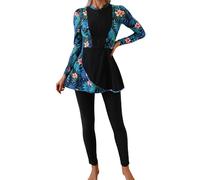 IDOPIP Muslim Badeanzug Damen: Langarm Burkini, Zweiteiler Bademode mit Lange Hose, Schwimmanzug mit UV-Schutz - Swimsuits für Schwimmen, Surfen, Beachvolleyball, Stand-Up-Paddling grün 2X-Large