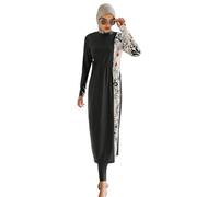 IDOPIP Muslimisch Badeanzug Damen: Ganzkörper Burkini, Bademode mit Hijab schwarz XL