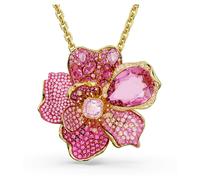 Idyllia Anhänger und Brosche, Pavé, Blume, Rosa, Goldlegierungsschicht OS