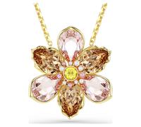 Idyllia Anhänger und Brosche, Verschiedene Schliffe, Blume, Mehrfarbig, 18K Goldbeschichtet OS