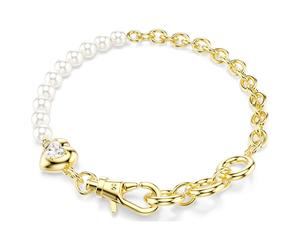 Idyllia Armband, Kristallperle, Weiß, 18K Goldbeschichtet OS