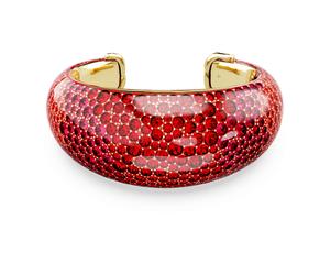 Idyllia Armreif, Rot, 18K Goldbeschichtet S