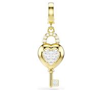Idyllia Charm, Verschiedene Schliffe, Herz mit Schlüssel, Weiß, 18K Goldbeschichtet OS