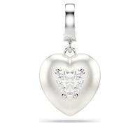 Idyllia Charm, Verschiedene Schliffe, Perlfarbene Beschichtung, Herz, Weiß, Rhodiniert OS