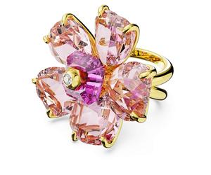 Idyllia Cocktailring, Blume, Rosa, 18K Goldbeschichtet 60