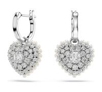 Idyllia Drop-Ohrhänger, Kristallperle, Herz, Weiß, Rhodiniert OS