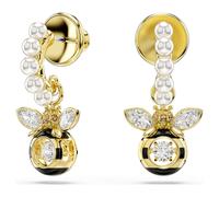 Idyllia Drop-Ohrhänger, Kristallperle, Verschiedene Schliffe, Biene, Mehrfarbig, 18K Goldbeschichtet OS