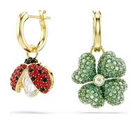 Idyllia Drop-Ohrhänger, Set (3), Marienkäfer, Glücksklee, Erdbeere, Mehrfarbig, 18K Goldbeschichtet OS