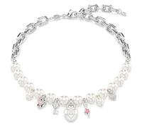 Idyllia Halskette, Kristallperle, Verschiedene Schliffe, Weiß, Rhodiniert OS