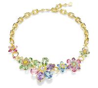 Idyllia Halskette, Verschiedene Schliffe, Blume, Mehrfarbig, 18K Goldbeschichtet OS