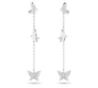 Idyllia Lilia Drop-Ohrhänger, Schmetterling, Lang, Weiß, Rhodiniert OS