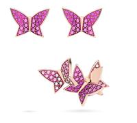 Idyllia Lilia Ohrstecker, Set (3), Schmetterling, Rosa, 18K Roségoldbeschichtet OS