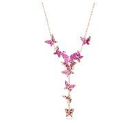 Idyllia Lilia Y-Halskette, Schmetterling, Rosa, 18K Roségoldbeschichtet OS