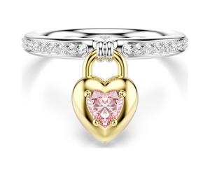 Idyllia Motivring, Verschiedene Schliffe, Herz, Rosa, Metallmix 60