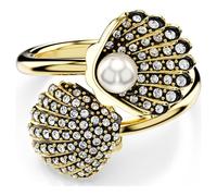 Idyllia Offener Ring, Kristallperle, Muschel, Weiß, Goldlegierungsschicht 55