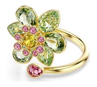 Idyllia Offener Ring, Verschiedene Schliffe, Blume, Grün, Goldlegierungsschicht 55