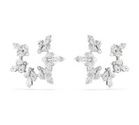 Idyllia Ohrclips, Verschiedene Schliffe, Schneeflocke, Weiß, Rhodiniert OS