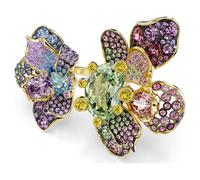 Idyllia Ring, Verschiedene Schliffe, Pavé, Blume, Mehrfarbig, 18K Goldbeschichtet 50