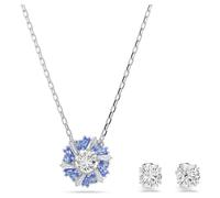 Idyllia Set, Verschiedene Schliffe, Blume, Blau, Rhodiniert OS