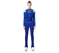 iEFiEL Damen Einteilige Romper Badeanzug Kinder Overall Eiskunstlauf Overall Auftrittsanzug Für Ganzkörper Ballett Sport Wettkampfanzug Tanz Blau XL