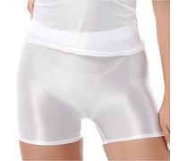 iEFiEL Damen Öl Unterwäsche Einfarbig Eng Strech Shorts Sport Hosen Yogahose Casual Pants Glänzende Hotpants Weiß XL