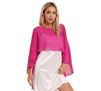iEFiEL Damen Poncho Asymmetrisch Cape Eleganter Tolles Accessoire Umhängetuch Chiffonschal Bolero Für Abendkleid Hochzeit Braut Sommer Jacke X Hell Rosa Einheitsgröße