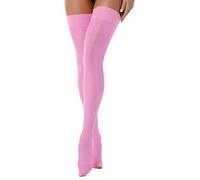 iEFiEL Damen Transparent Halterlose Nylon Strümpfe Socken Strumpfhose Kurz Stockings Einfarbig Kniestrümpfe Rosa Einheitsgröße