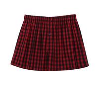 iEFiEL Herren Schlafanzughose Pyjamahose Kurz Baumwolle Kariert Shorty Nachtwäsche Hose Pants 100% Baumwolle - Casual Style Rot & Schwarz XX-Large