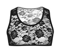 iEFiEL Herren Weste Spitzen Unterhemd Transparent Sissy Dessous Männer Tops BH Bikini Oberteile Sommershirts Schwarz L