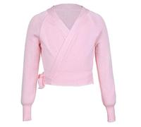 iEFiEL Kinder Mädchen Strick Ballettjacke Wickeljacke Lange Ärmel Strickjacke Ballett Bolero Ballett Top Gymnastik Tanz Kleidung Baumwolle 3-10 Jahre Rosa 104-110