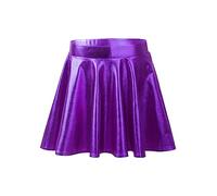 iEFiEL Mdächen Metallic Rock Glänzende Minirock Kurz Faltenrock Elastischen Bund Skater Skort Tanzkostüm Schulmädchen Rock Violett 134-140