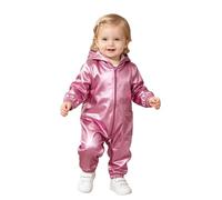 iEFiEL Neugeborene Baby Metallic Strampler Jumpsuit Ohne Füße Mit Reißverschluss Alien Kostüm Halloween Kostüm Holografisch Party Rosa 86-92