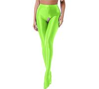 iEFiEL Topmodisch Damen glänzende Strumpfhose Blickdichte Silk Strumpfhosen Tanzstrumpfhose 70den Strümpfe Frauen Shaping Socken Öl Socken Shiny gr. M-XL X Fluoreszierendes Grün Ouvert XXL