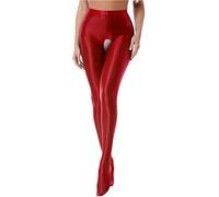 iEFiEL Topmodisch Damen glänzende Strumpfhose Blickdichte Silk Strumpfhosen Tanzstrumpfhose 70den Strümpfe Frauen Shaping Socken Öl Socken Shiny gr. M-XL X Rot Ouvert XXL