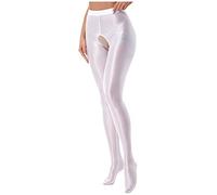 iEFiEL Topmodisch Damen glänzende Strumpfhose Blickdichte Silk Strumpfhosen Tanzstrumpfhose 70den Strümpfe Frauen Shaping Socken Öl Socken Shiny gr. M-XL X Weiß Ouvert XL
