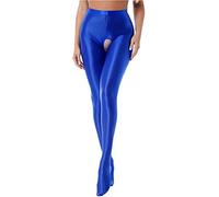 iEFiEL Topmodisch Damen glänzende Strumpfhose Blickdichte Silk Strumpfhosen Tanzstrumpfhose 70den Strümpfe Frauen Shaping Socken Öl Socken Shiny gr. M-XL X Blau Ouvert L