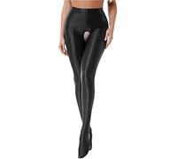 iEFiEL Topmodisch Damen glänzende Strumpfhose Blickdichte Silk Strumpfhosen Tanzstrumpfhose 70den Strümpfe Frauen Shaping Socken Öl Socken Shiny gr. M-XL X Schwarz Ouvert L