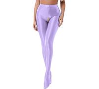 iEFiEL Topmodisch Damen glänzende Strumpfhose Blickdichte Silk Strumpfhosen Tanzstrumpfhose 70den Strümpfe Frauen Shaping Socken Öl Socken Shiny gr. M-XL X Hell Lila Ouvert XXL