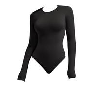Ieron Langarm-Bodysuit für Damen, Slimfit, hochelastisch, weicher Turnanzug, Tanga, Rollkragen-Bodysuit für Damen, langärmeliges Stretch-Turnanzugoberteil für den Winter, Schwarz, Größe M