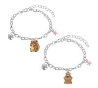 IETWATE Capybara Armband Kinder Mädchen Junge 2 Stück Capibara Kinderarmband Silber,18+5CM, Freundschaftsarmbänder Kleine Kinder Schmuck Geschenke für Weihnachten Geburtstag Mädchen Junge Geschenk