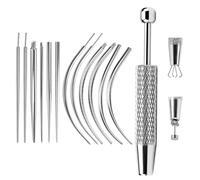 iewrtcin 13 Stück Piercing Einführhilfe, Piercing Kugel Aufdreher und Edelstahl Piercing Nadel, Gerade & Gebogene Ausführung, Piercing Wechselhilfe für Ohr, Nase, Lippe, Bauch, Zunge