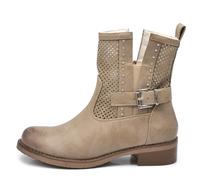 IF Fashion Stiefel Biker Motorradstiefel Damen perforiert mit Schnallen Frühling Sommer Kunstleder Jeans Optik GR-6656, 677 Khaki, 38 EU
