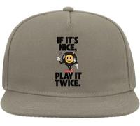 If It's Nice Play It Twice Record Graphic Snapback Flat Visor Cotton Blend Cap Gray