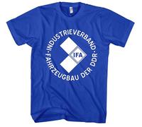 IFA T-Shirt | DDR Shirt mit IFA Logo - Ostdeutschland Oldtimer Simson Wartburg Trabant | M1 Blau (L)